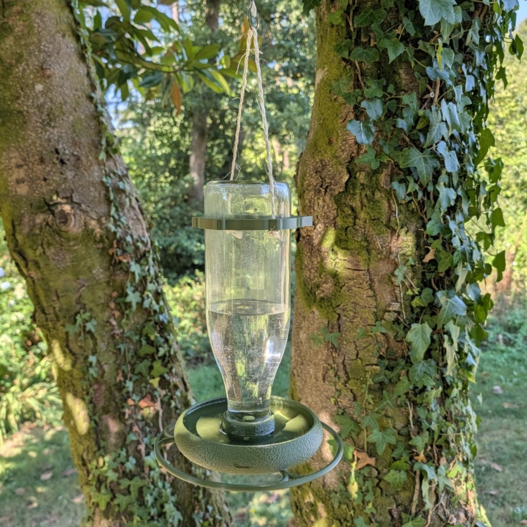 Abreuvoir à oiseaux pour bouteille en verre de jus 1L T048 modèle "L'Atoll" La Buse Qui File