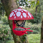 "The Mushroom" hanging fat ball bird feeder, two-tone