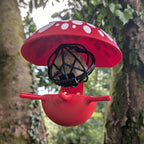"The Mushroom" hanging fat ball bird feeder, two-tone