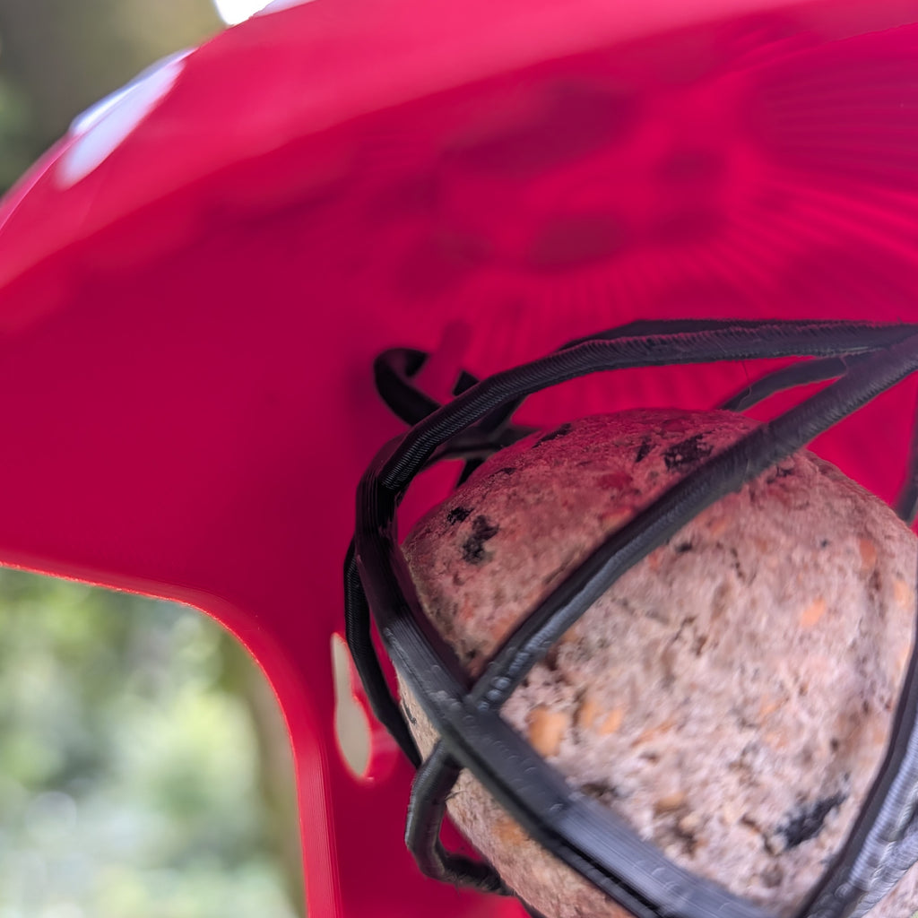 "The Mushroom" hanging fat ball bird feeder, two-tone