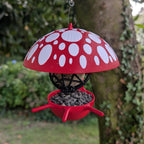 "The Mushroom" hanging fat ball bird feeder, two-tone