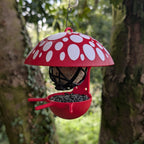 "The Mushroom" hanging fat ball bird feeder, two-tone