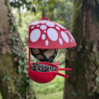 "The Mushroom" hanging fat ball bird feeder, two-tone