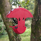 "The Mushroom" hanging fat ball bird feeder, two-tone