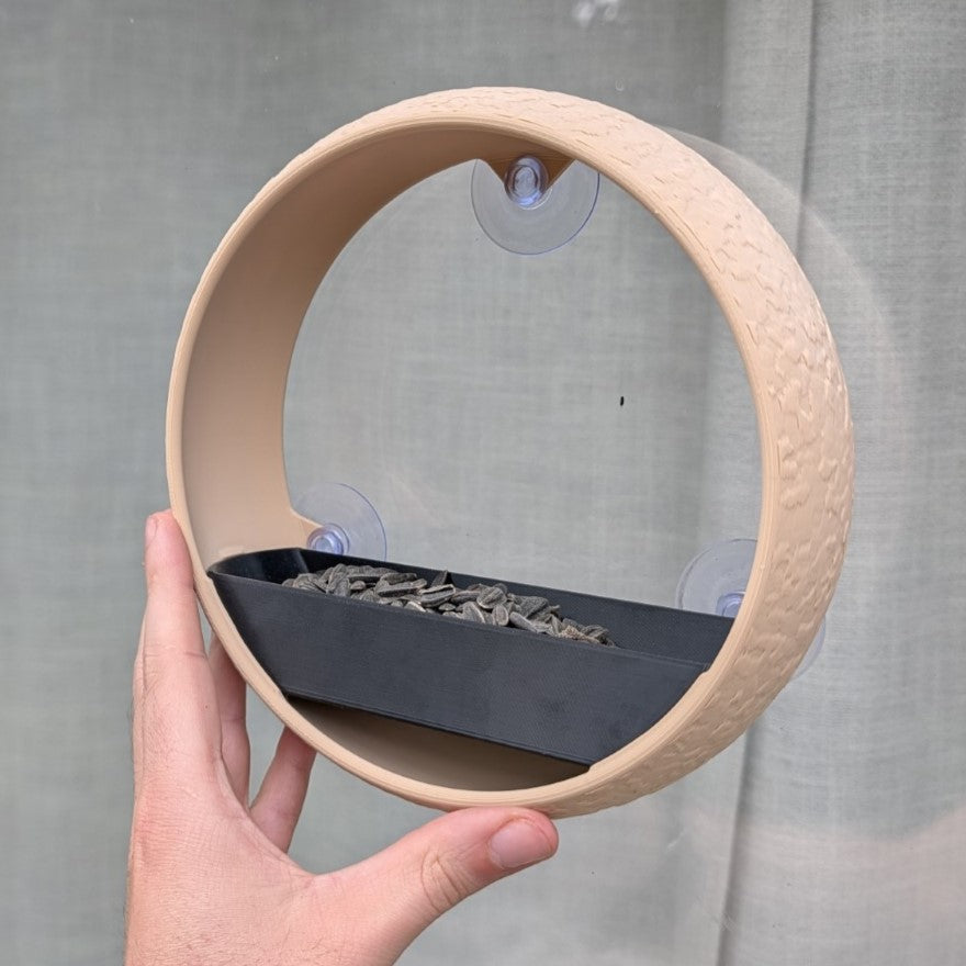 Two-Tone Modern Design Window Bird Feeder "The Window Ring" Model