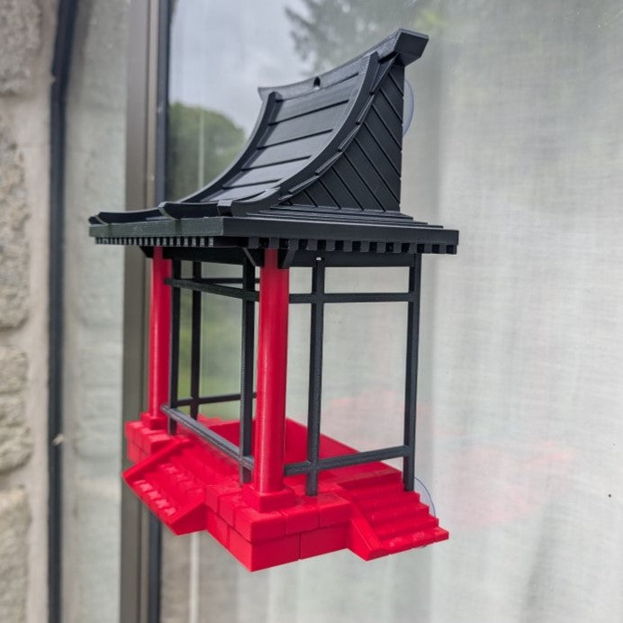 Mangeoire à oiseaux modèle pagode Japonaise pour fenêtre La Buse Qui File